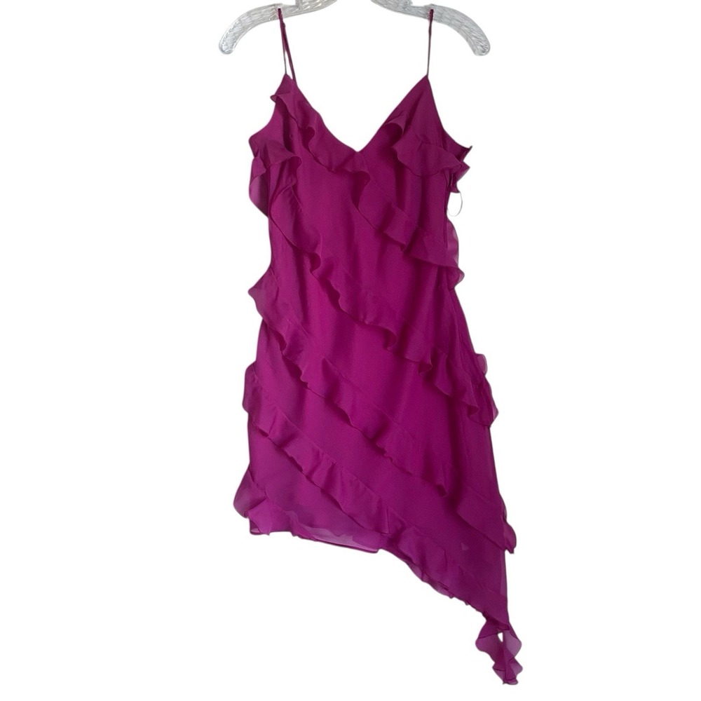 Abercrombie &Fitch Dress S Purple Chiffon Asymmetrical Ruffle Babydoll Party - Picture 2 of 11